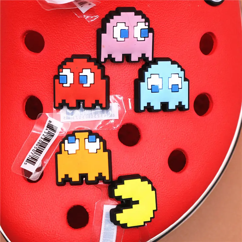 High imitation Game Style PVC Shoe Charms Cute Pac-Man Shoe Accessories Shoe Buckle Decorations fit Croc JIBZ Kids X-mas Gifts