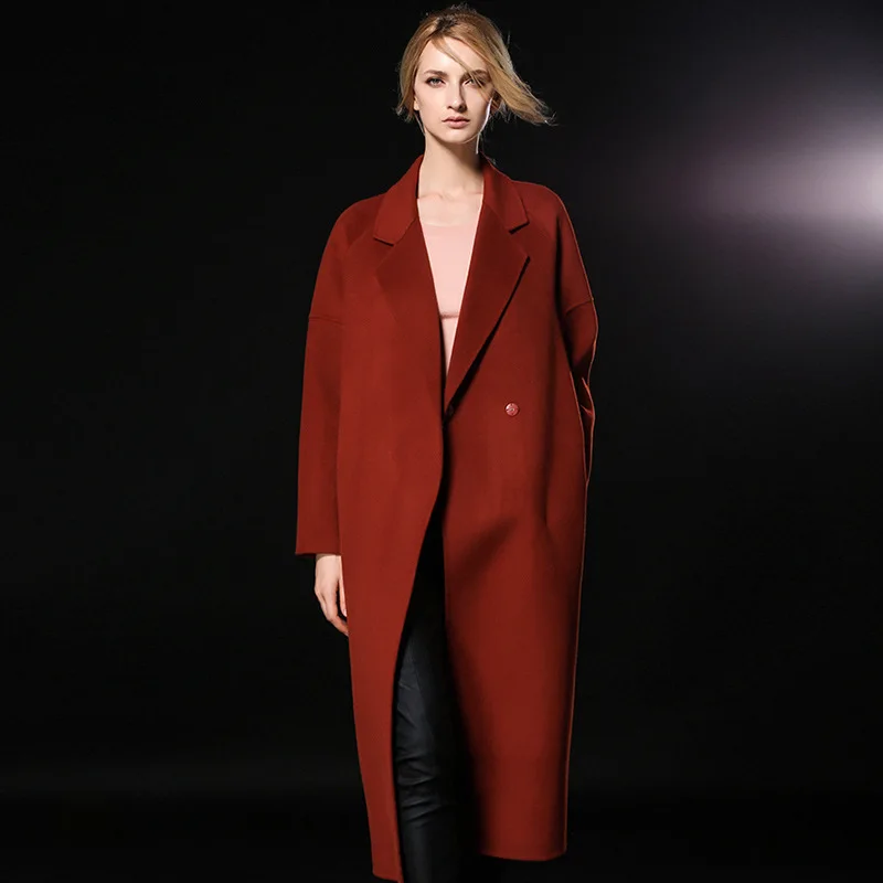 Женское зимнее пальто двухсторонняя кашемировая шерстяная Верхняя одежда