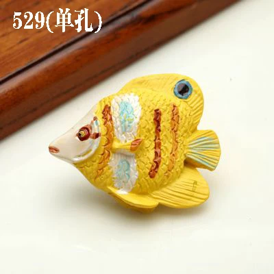 529 yellow fish 1 шт. морская серия полимерные ручки тянет ручка ящика шкафа и ручка для домашнего оборудования дверные ручки для мебели морская Морская звезда - Цвет: 529 yellow fish