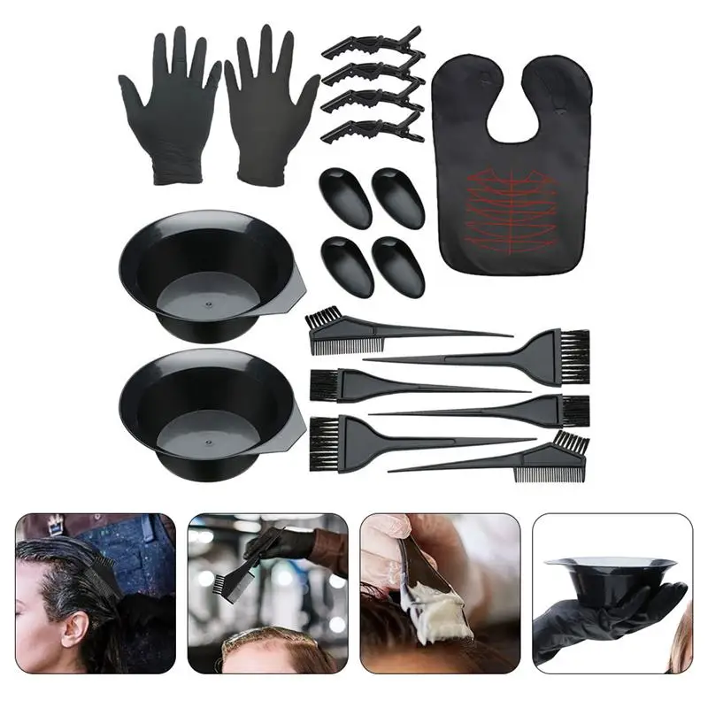 

19Pcs Dye Tools Dyeing Hairdressing Hair Coloring Hair Dye Tools Kit Ear Covers Cape