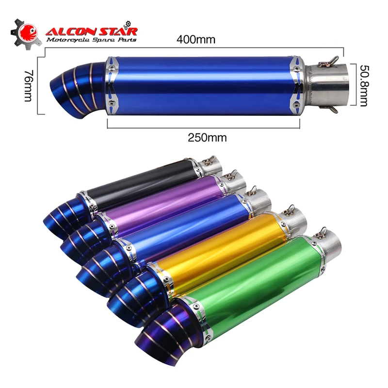 

Alconstar- 51mm Inlet Motorcycle Scooter Motocross Dirt Pit Bike Racing Exhaust Muffler Silencer Pipe For CBR250 Z250 TMAX NINJA