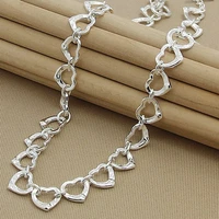 925 silver necklace fashion full small heart charm necklaces beautiful jewelry women female birthday gift