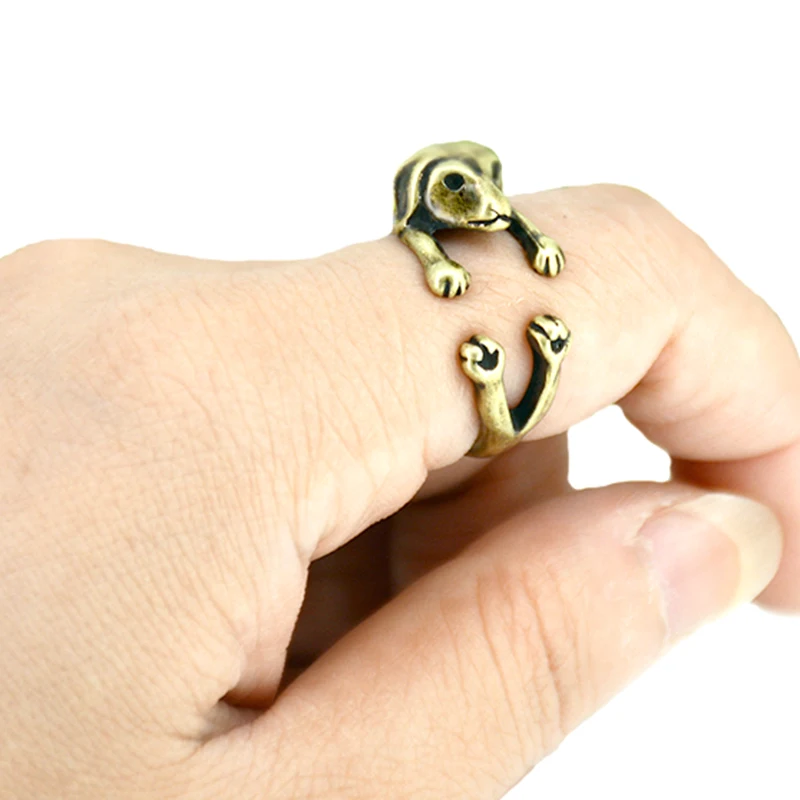 Новинка 3 цвета винтажный хиппи латунный сустав таксы кольцо Анель панк шик 3D