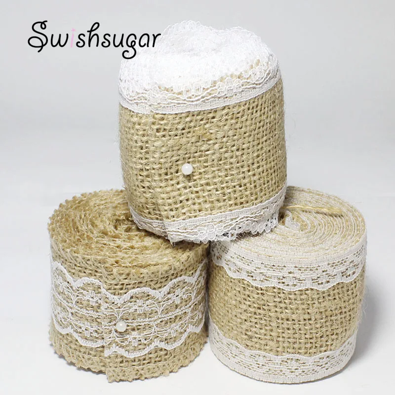 2 ярдов натуральный джутовый пояс из гессианского кружева рустикальная