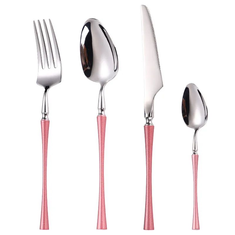 4pcs D IVYSHION 4/5 комплект столовых приборов элегантный Dinneware набор из нержавеющей стали набор ножей вилка и ложка Европейский стиль столовые приборы набор посуды - Цвет: 4pcs D