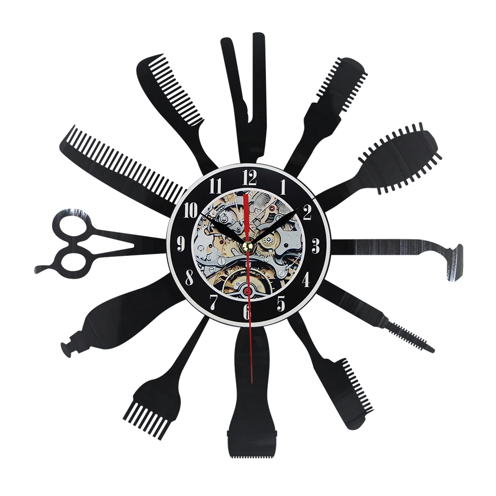 Художественные настенные часы с CD-записью для парикмахеров инструменты