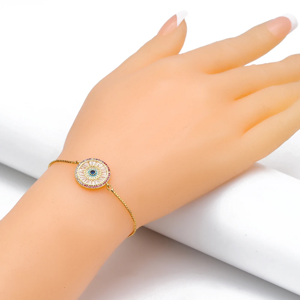 Lucky Eye Turkish EviL Charm Bracelet Gold Silver Color Colorful Zircon Adjustable for Women Girls Jewelry EY6758 | Украшения и