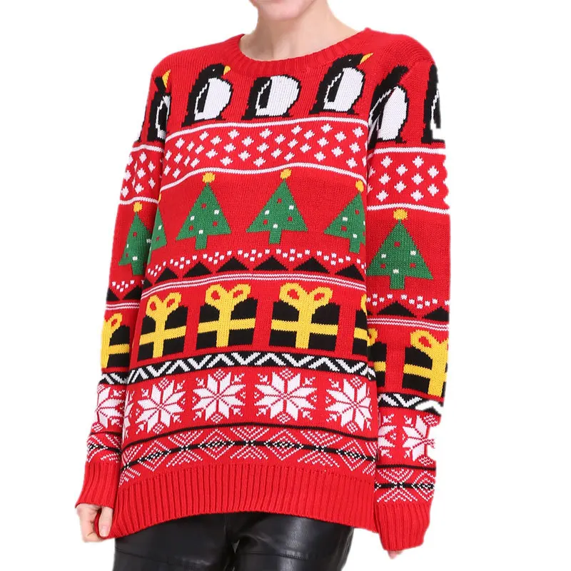 Рождественский вязаный свитер с пингвином милые рождественские пуловеры