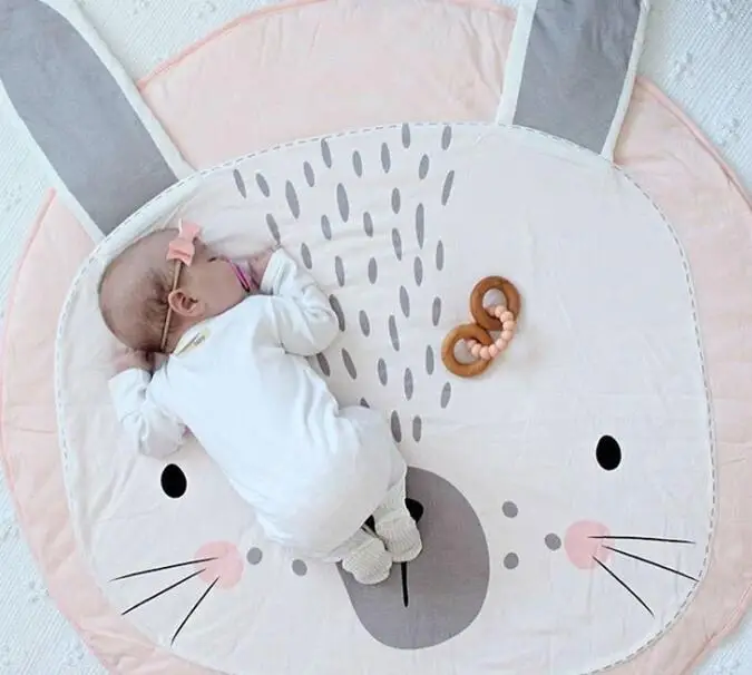 pink rabbit Милые коврики для игр, круглые коврики, хлопковые коврики для игр с животными, одеяло для новорожденных, коврик для ползания, декор для детской комнаты - Цвет: pink rabbit