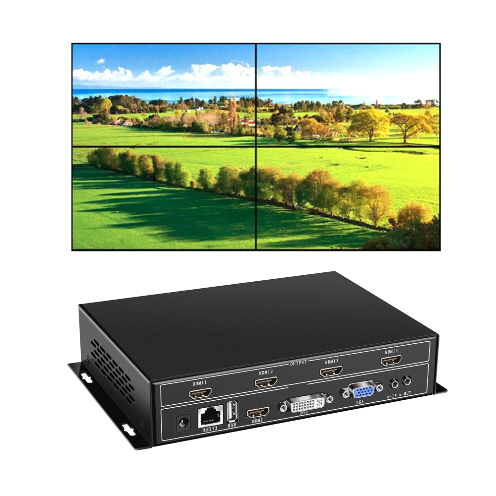 Настенный ТВ видеорегистратор YiiSPO 4 канала 2x2 1x3 1x2 HDMI DVI VGA USB RS232 управление для