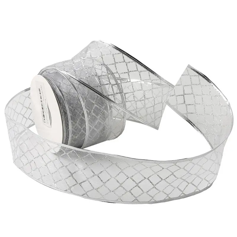 Лента из органзы прозрачная 50 ярдов/рулон с блестками украшения для самодельного