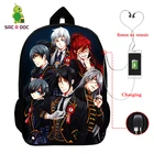 Аниме Рюкзак USB зарядка школьные сумки для подростков мальчиков девочек черный Батлер принт Косплей рюкзак для ноутбука дорожные сумки