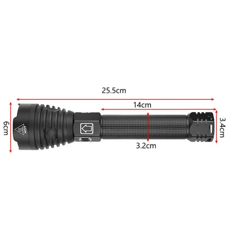 

2021 Xhp90 High Light Flashlight USB Charging Power Display With Strap P90 Zoom High Light Flashlight HOT