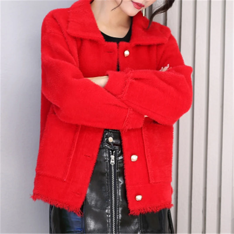 Autumn and winter women coat new women's velvet jacket easy matching slim lapels outside sweater female cardigan T581