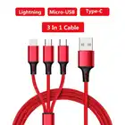 Кабель 3 в 1 usb-c, Micro USB, Lightning, для iPhone, Samsung, Huawei, Xiaomi