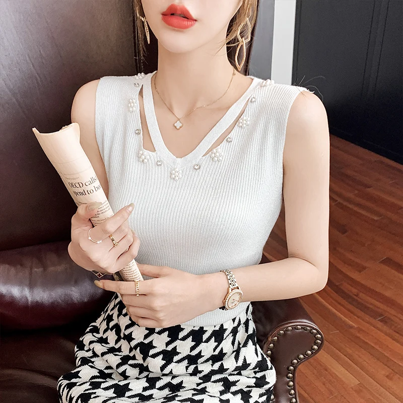 Жилет Для женщин Базовая белая вязаная ткань слинг чувство дизайна нишу одежда