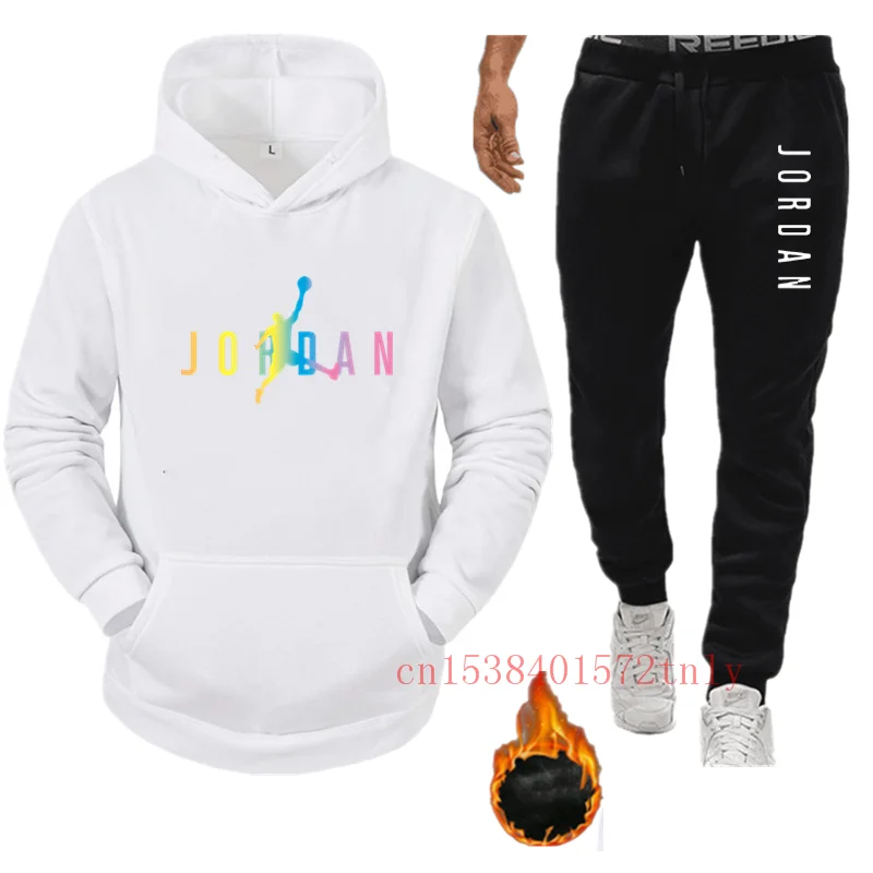 

2020 casual sportswear men's 2-piece Hooded Sweatshirt spring men's Pullover Hoodie Pants Set Plus Size