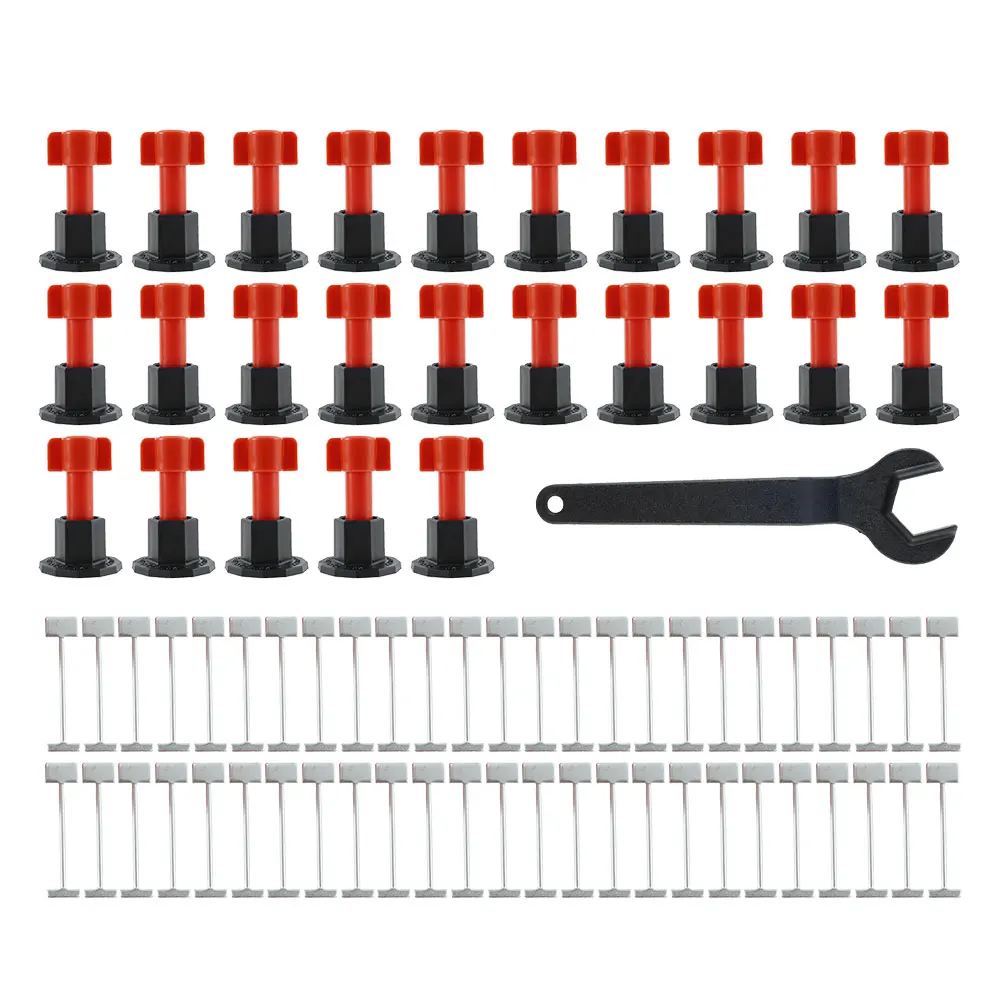 

75Pcs Tile Positioning Leveler Reusable Floor Wall Spacers Tiling Tool T Lock Locator Leveling System Tools Set Construction