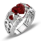 Женское кольцо с серебряным покрытием, красное кольцо с кубическим цирконием, банкетное обручальное кольцо для пары, модные ювелирные изделия, подарок на день рождения для девушки