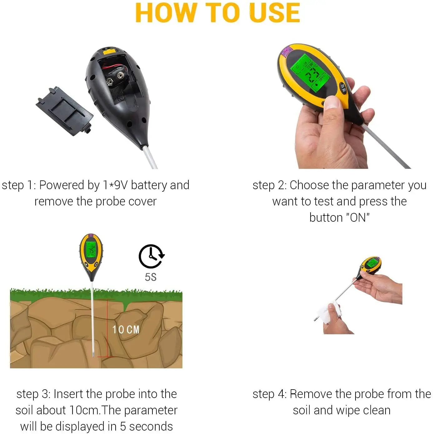 2021 4-in-1 Soil Test PH Moisture Meter Light Temperature Tester Garden Plant Flowers Monitor Tool Multi-Functional Bonsai | Инструменты