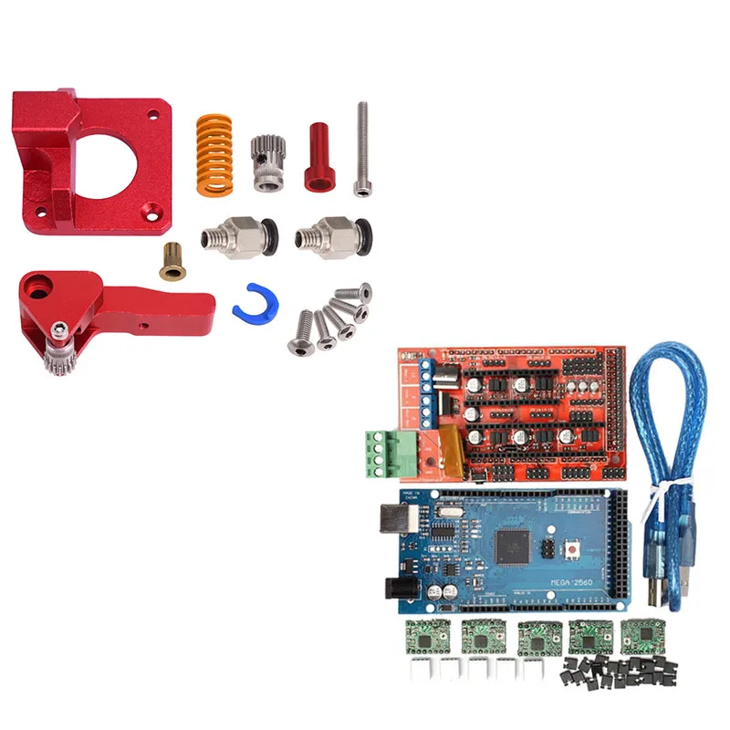 

3D Printer 2 Sets Of Electronic Accessories: 1 Set Of Double Pulley Extruder And 1 Set Of RAMPS 1.4 Controller
