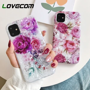 Мягкий чехол-накладка LOVECOM для iPhone 13, 12, 11 Pro Max, XR, XS Max, 7, 8 Plus, X, Dream, раковина, цветок в стиле ретро, IMD