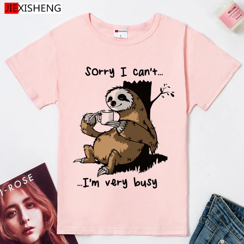 С героями мультфильмов с принтом &quotЛенивец&quot для женщин футболка 2020 размера