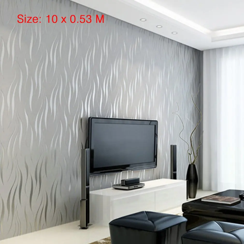 

10M Elegant Ripple Wall Paper Bedroom Study Dinning Hall Wall Poster TV Backdrop Wall Decoration Sticker Home Office Ornament