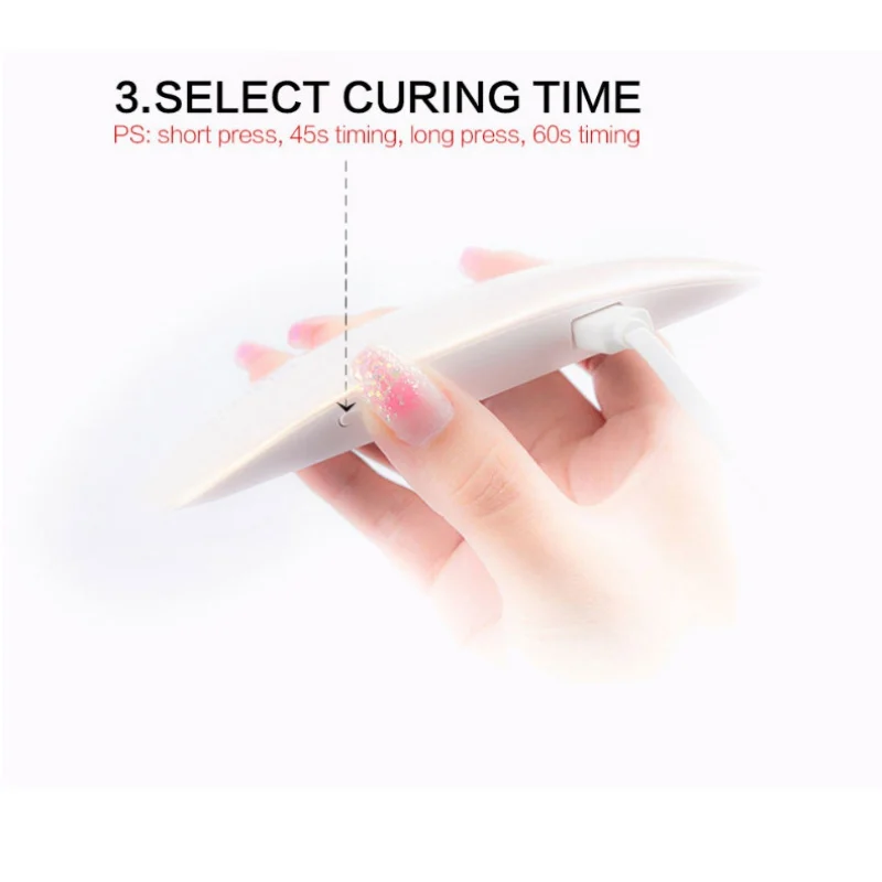 2 минуты Сушилка для ногтей Светодиодный УФ лампа 6 Вт мини с USB маникюра ЖК