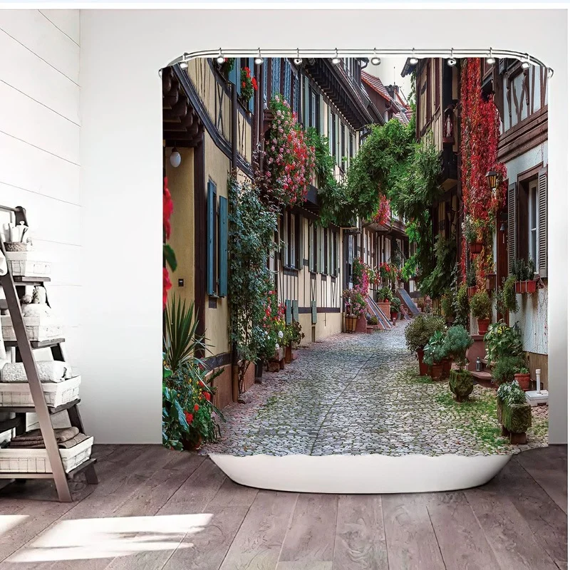 Водонепроницаемая и устойчивая к плесени занавеска для душа с изображением