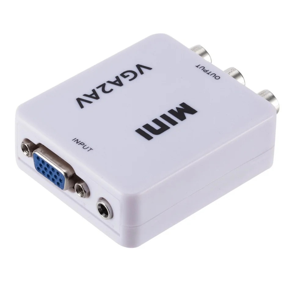BGGQGG 1080P Mini VGA-RCA 3 5 мм AV видео конвертер адаптер с VGA 2AV / CVBS Аудио для ПК HDTV - купить по