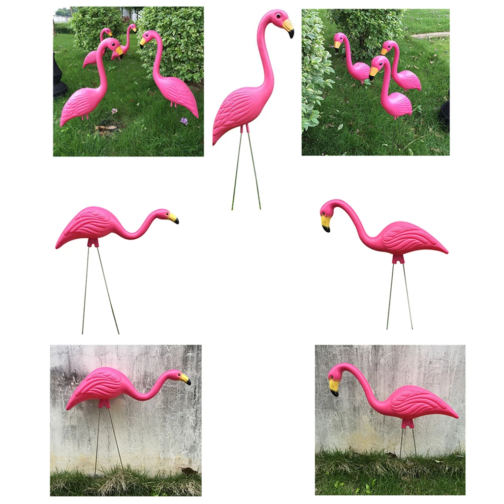 

3 Types Pink Plastic Flamingo Yard Garden Lawn Balcony Decor Lifelike Animal Ornaments