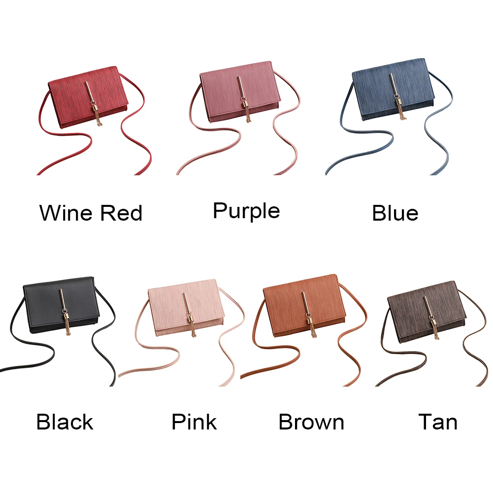 

Women Ladies Solid Daily Crossbody Bag Simple Fashion Tassel Decor Large Capacity Magnetic Closure Shoulder Bags PU Leather