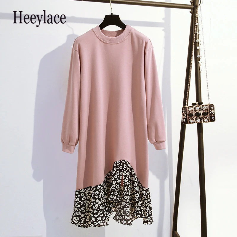 Женское платье свитшот с длинным рукавом и цветочным принтом|Женские платья| |