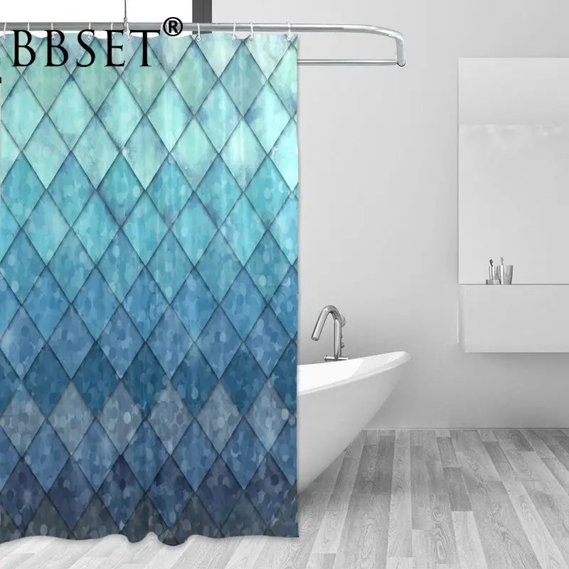 

Mermaid Shower Curtain Ocean Blue Teal Mermaid Fish Scales Pattern Waterproof Multi-size Douchegordijn Bathroom Decor