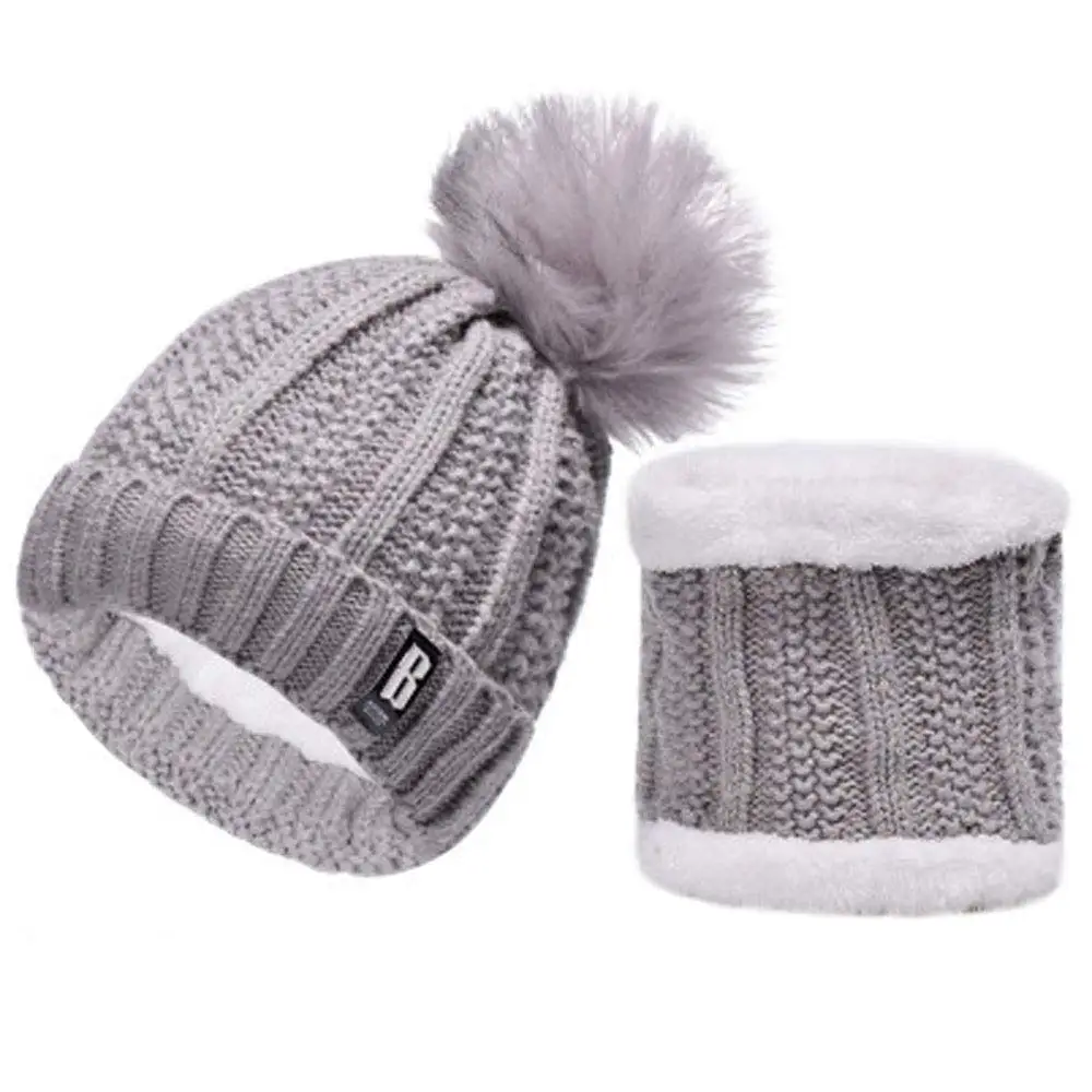 Женская зимняя Плотная шапочка комплект из 2 предметов шапка шарф симпатичный