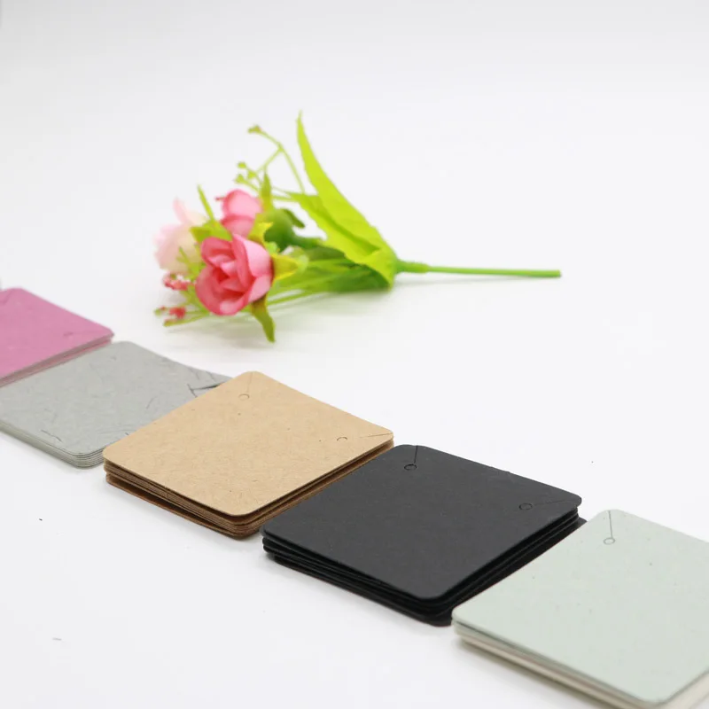 50set/lot 5x5cm Solid Kraft Paper Cards for Jewelry Display Necklace Bracelets Jewelry Price Tags Card with Transparent Opp Bag