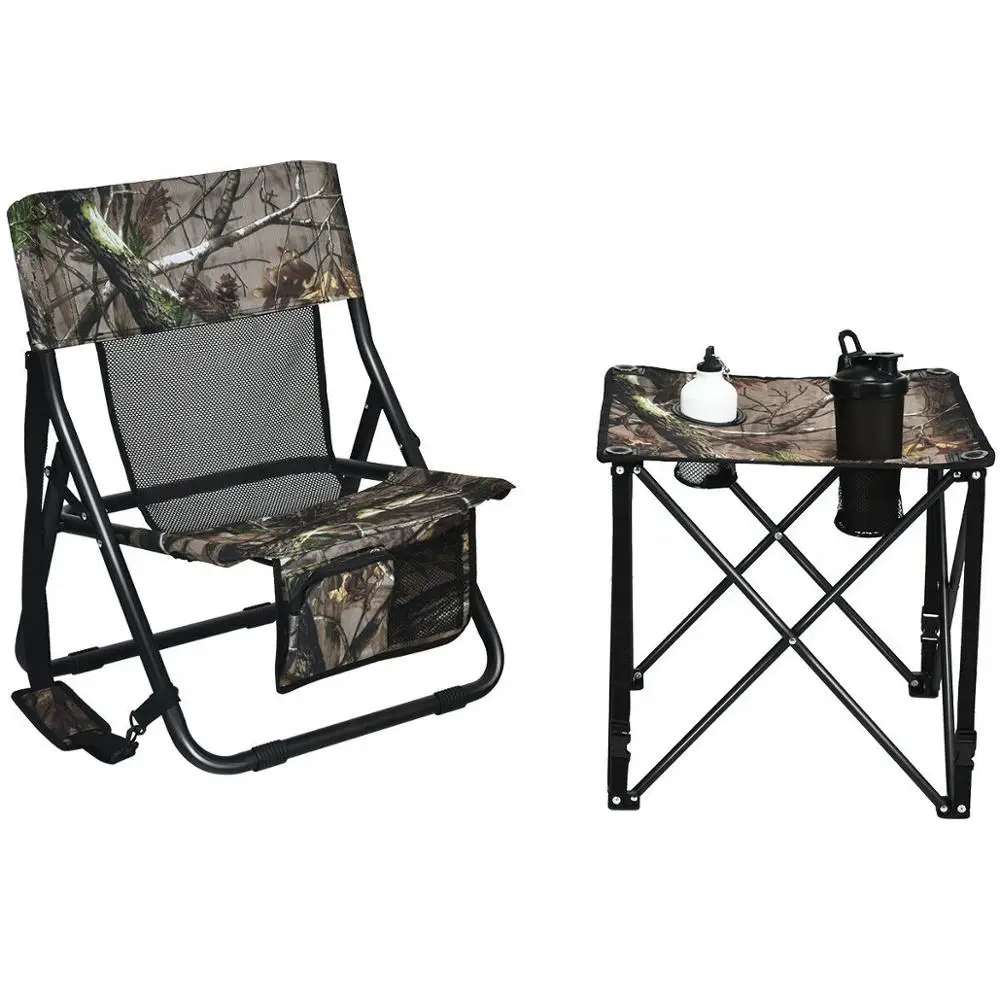 구매 접이식 사냥 의자 및 테이블 세트 휴대용 야외 캠핑 우드랜드 위장 OP70473 + OP70474