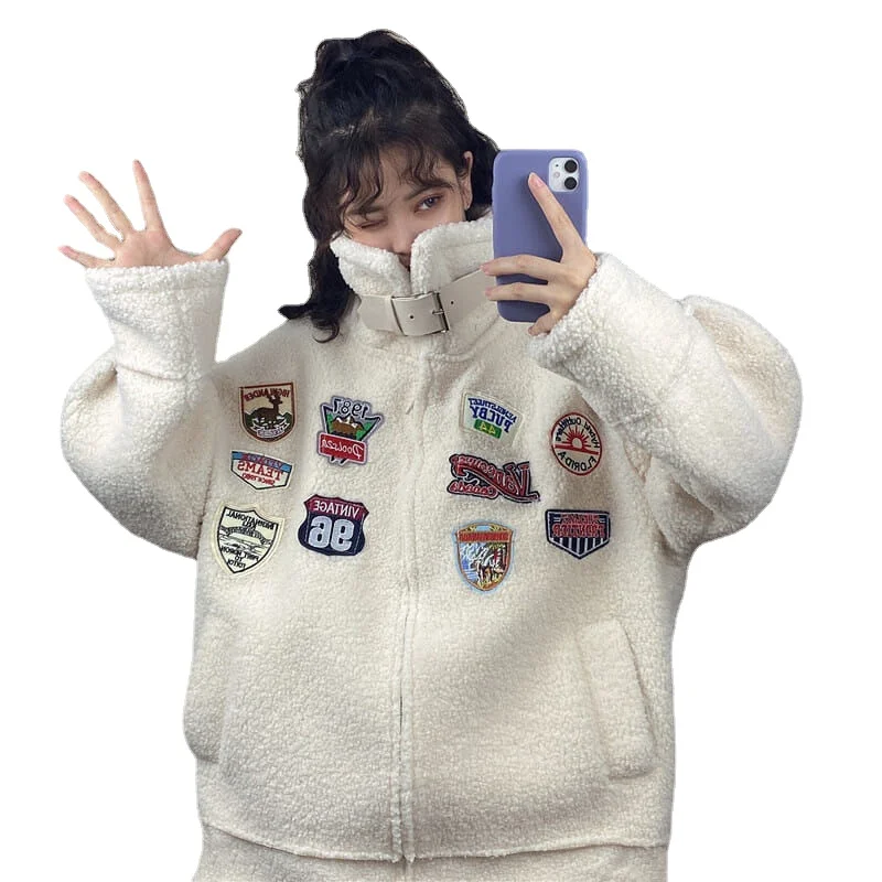 Женский кардиган с имитацией овечьей шерсти куртка большого размера на осень и