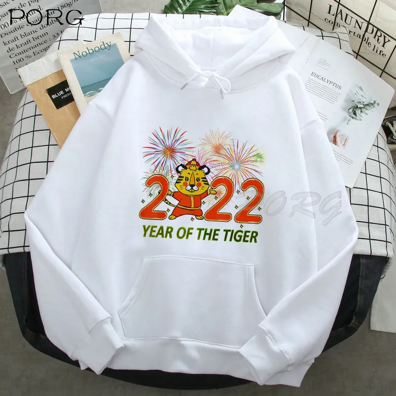 

2022 Year Tiger Happy New Year Men Women Unisex Hoodies Sweatshirts Kawaii Novelty Unisex Hoodie Oversize Sweatshirt Daily Tops