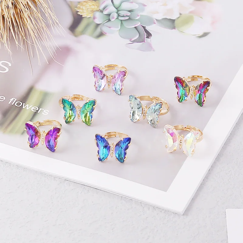 

Seven Styles Gradient Butterfly Ring Ladies Party Gift