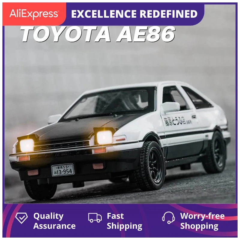

Модель автомобиля Toyota AE86 с литым металлическим покрытием и подсветкой, 1:28