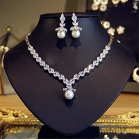 cc women jewelry necklaces earrings engagement pearl dangle elegant exquisite bridal wendding jewelry sets drop shipping t0116