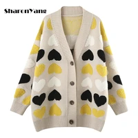new 2021 autumn winter womens sweaters v neck buttons cardigans fashionable korean lady knitwears knitted cardigan