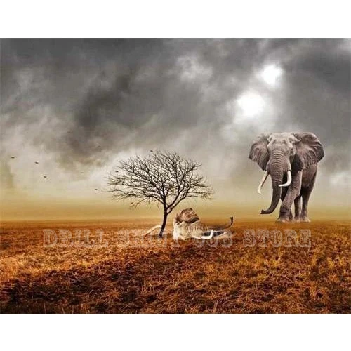

5D алмазная вышивка «сделай сам», Дикий слон, полная выкладка, животное, алмазная живопись, вышивка крестиком, мозаика, Набор для творчества, ...