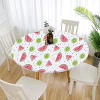 leave printing table cover for home kitchen living room decoration round tablecloth waterproof oilproof stretch cover tablebasse