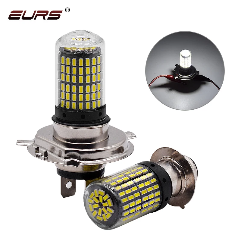 Светодиодные лампы EURS H4 H6 для мотоциклетных фар 144SMD дальний/ближний свет