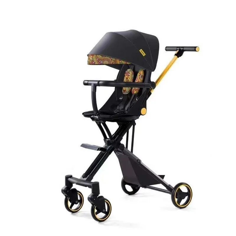 Baby Stroller Ultra-light, Small, Sit-down and Lightweight Folding Trolley High View Stroller Can Be Boarded Travel Stroller
