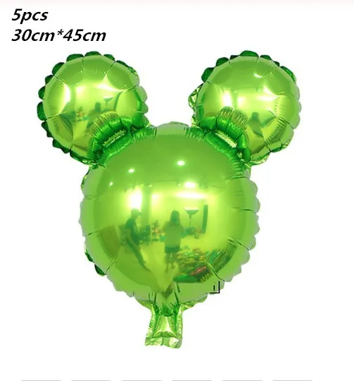 5pcs Light Green 5 шт. мини голова Микки Алюминиевая Фольга Воздушный шар с Минни-Маус игрушки 30x45 см мультфильм воздушный шар Дети День рождения украшения - Цвет: 5pcs Light Green