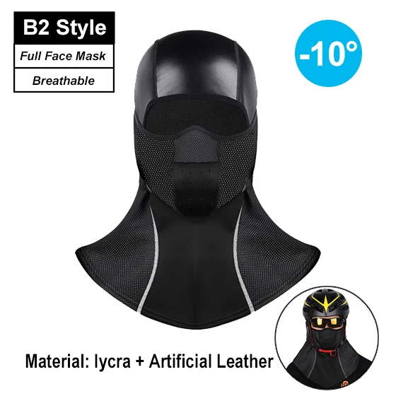 B2-Black Full Face WEST BIKING, зимняя велосипедная маска, флисовая термальная Балаклава, сохраняющая тепло, ветрозащитная Лыжная маска, шапка для сноуборда, велосипеда, велосипедная лицевая маска - Цвет: B2-Black Full Face